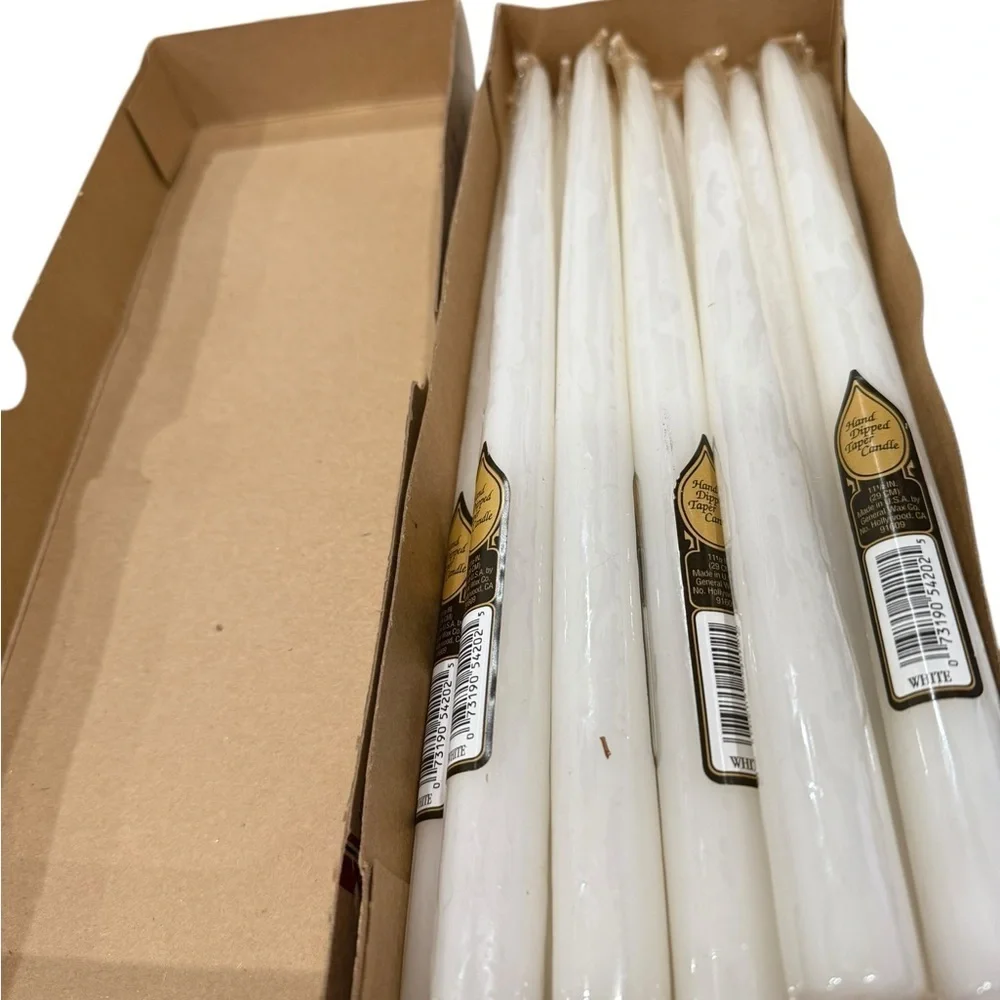 General Wax Company 11 Hand Dipped Tapered White Candles in Wrap 12 Inches Xmas